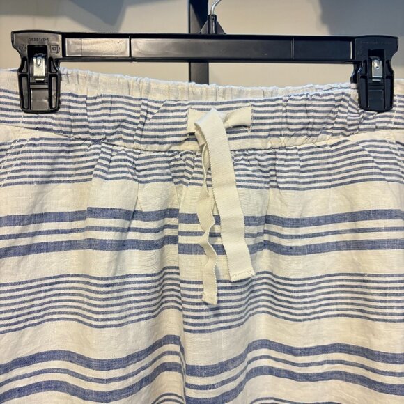 J. Crew Linen Blue White Stripe Drawstring Mini Skirt - Picture 5 of 10